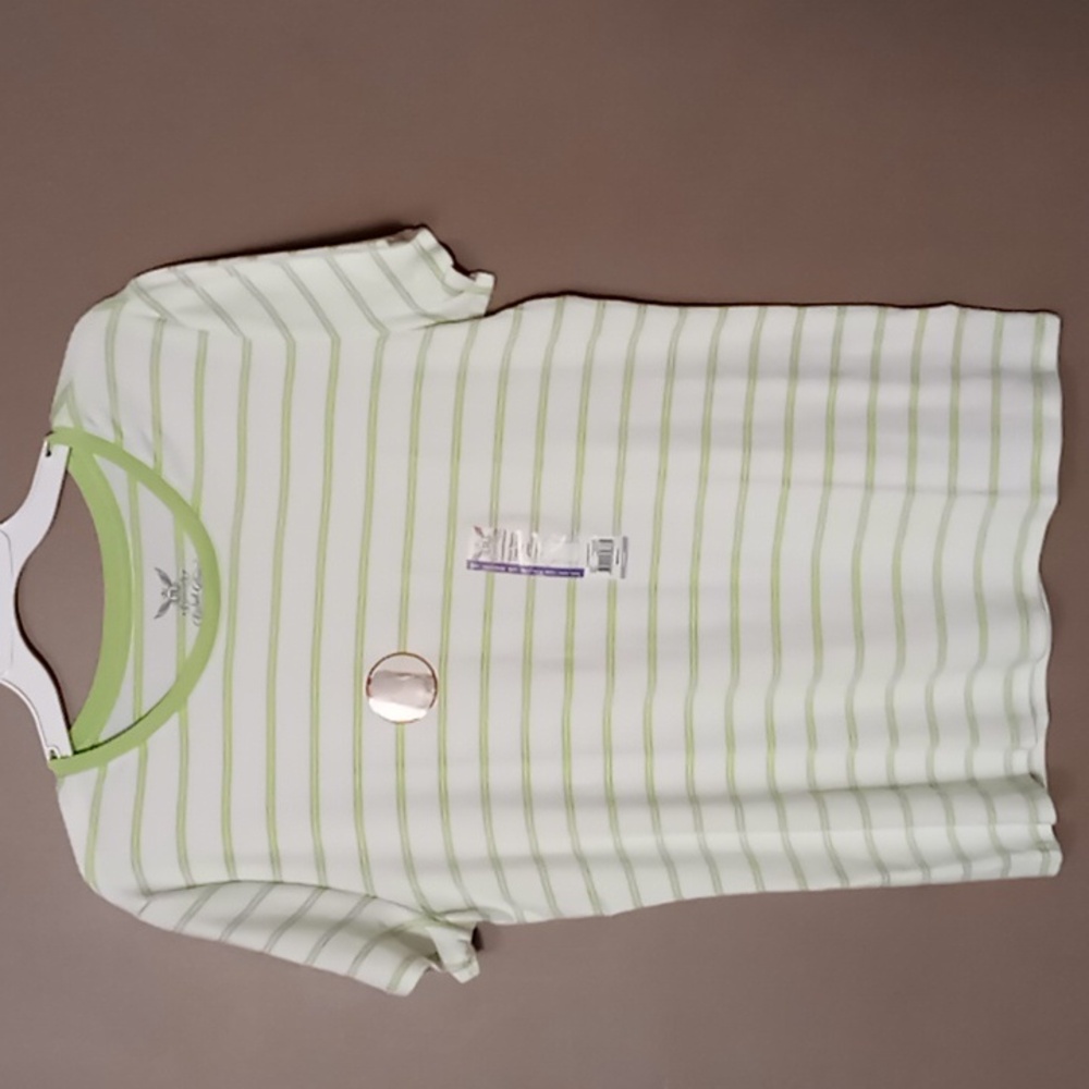 Faded Glory Lime Apple Stripe Crew Neck Tee XXL (20) NWT